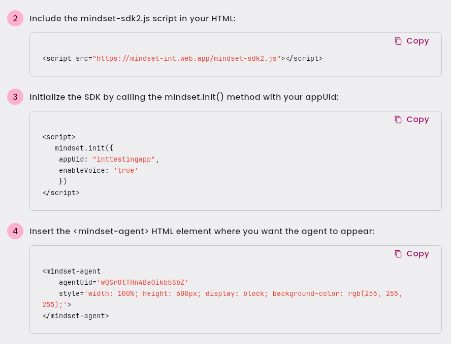 Sample live agent deployment instructions